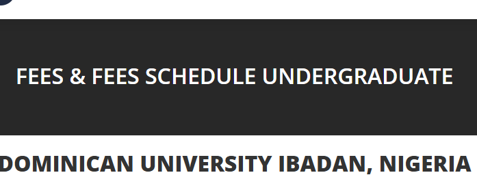 Dominican University Ibadan (DUI) School Fees