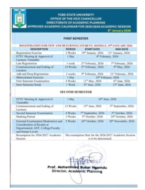 YSU Approved Academic Calendar