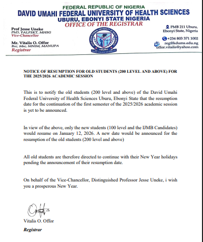 DUFUHS Academic Calendar